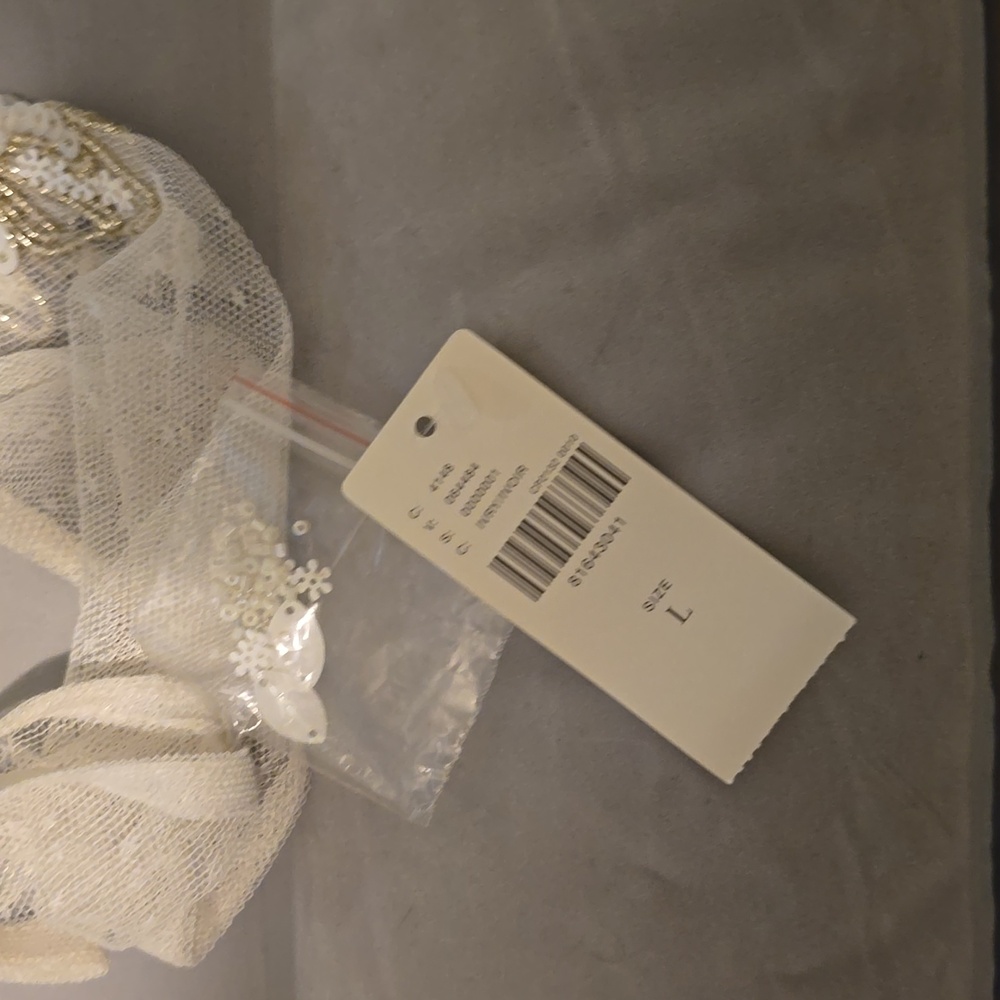 Anthropologie See Thru Cream Top Long Sleeve Beaded Detaol - Picture 3 of 4